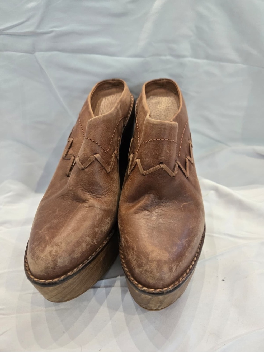 Free People Brown Leather Platform Mule Clogs - Picture 2 of 4